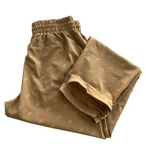 Fabletics Women S Sandy Brown Logo Iggy Woven Pant Elastic Waist Athletic Jogger